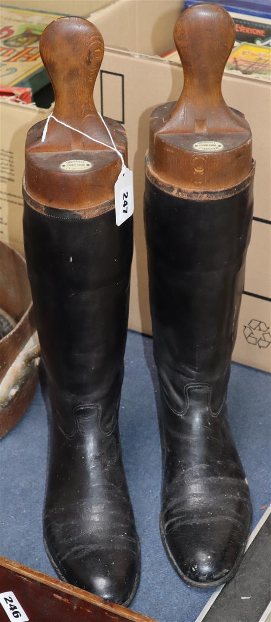 A pair of riding boots with trees, by Maxwell, London